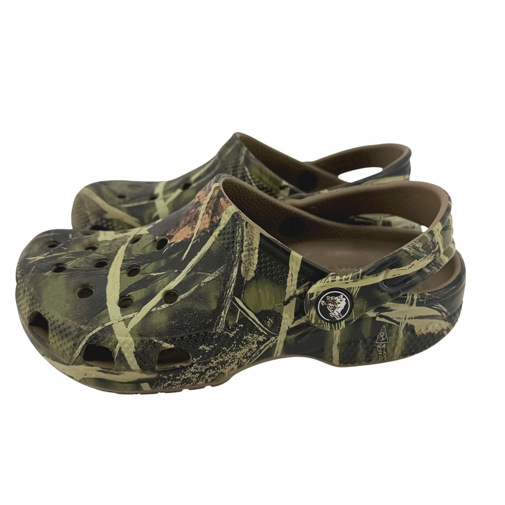 Crocs Classic Clog Kids J1 RealTree Advantage Max-4 Camo Green Brown Shoes